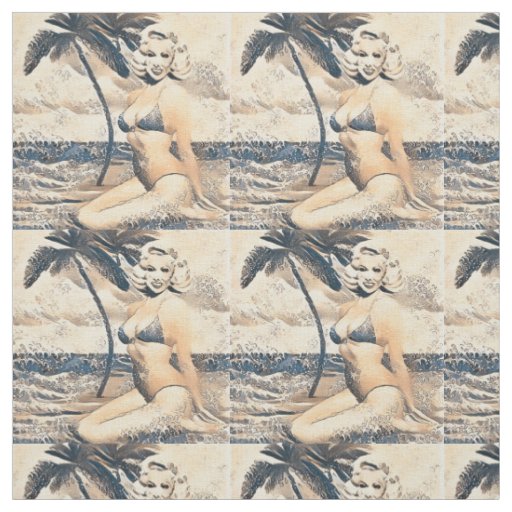 Kneeling Blonde Bikini Model Thunder_Cove Fabric