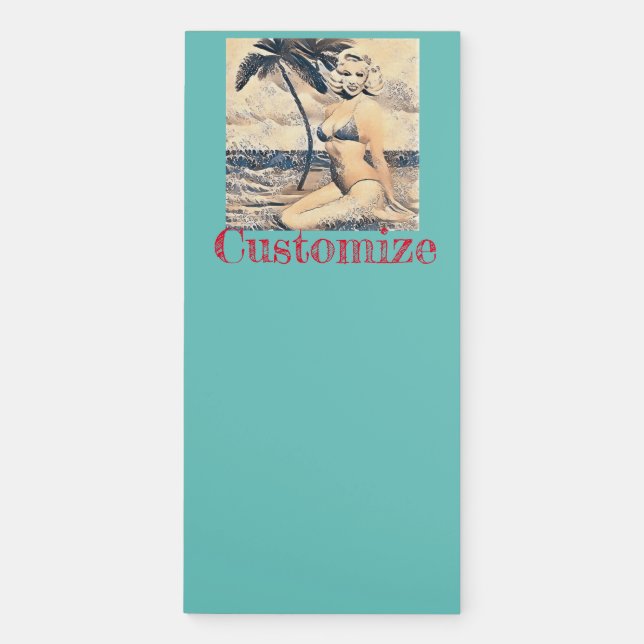 Kneeling Blonde Bikini Model Thunder_Cove Magnetic Notepad (Front)