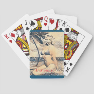 Kneeling Blonde Bikini Model Thunder_Cove Poker Cards