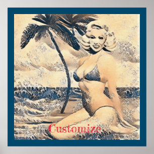 Kneeling Blonde Bikini Model Thunder_Cove Poster