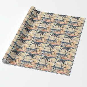 Kneeling Blonde Bikini Model Thunder_Cove Wrapping Paper