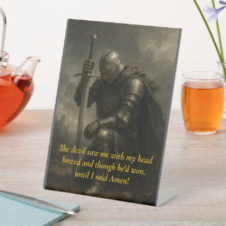 Kneeling Knight Pedestal Sign