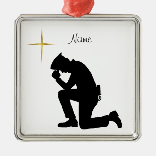 Kneeling Police Officer Christmas Ornament