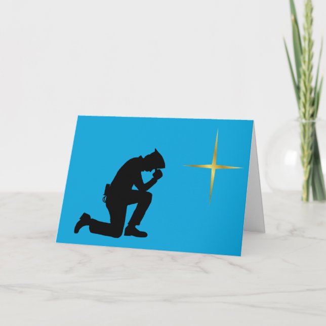 Kneeling Policeman Silhouette Christmas Card (Front)
