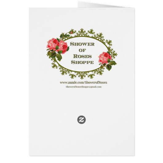 Kneeling praying little girl w/pink roses card (Back)