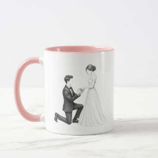Kneeling Proposal Couple Coloring Page Line Art Mug