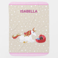 Kneeling Unicorn Cute Black Baby Personalized Name Baby Blanket