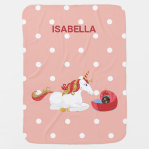 Kneeling Unicorn Cute Black Baby Personalized Name Baby Blanket
