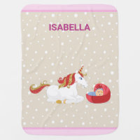 Kneeling Unicorn Cute Light-Skinned Baby Custom Baby Blanket