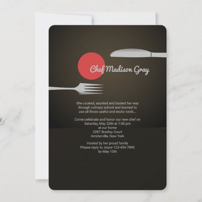 Knife and Fork Culinary School Graduation Invites (Front)