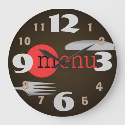 Knife And Fork Kitchen Clock with Large Numbers