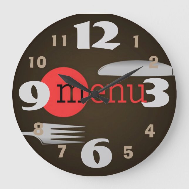Knife And Fork Kitchen Clock with Large Numbers (Front)
