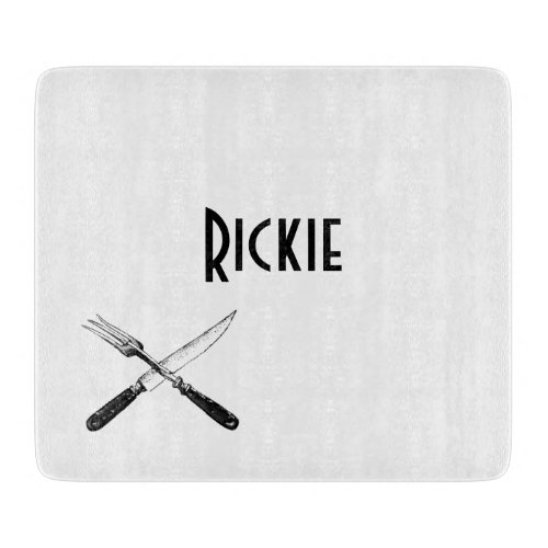 Knife and Fork with Name Cutting Board