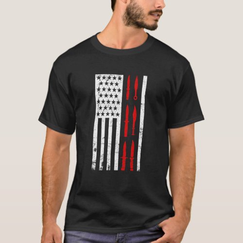 Knife Collector Knives Collecting American Flag Co T_Shirt