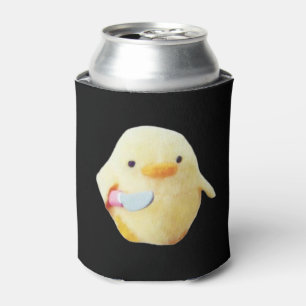Knife Duck Plush Meme Double Sided Black Can Cooler