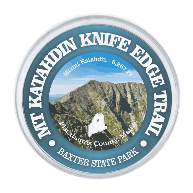 Knife Edge Trail (Katahdin) Silver Finish Lapel Pin (Front)