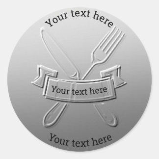 Knife Fork Customizable Coin Art Design #silv06 Classic Round Sticker