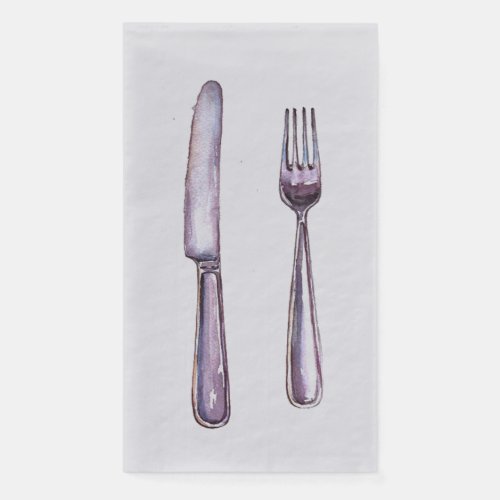 Knife  Fork Purple Paper Napkin