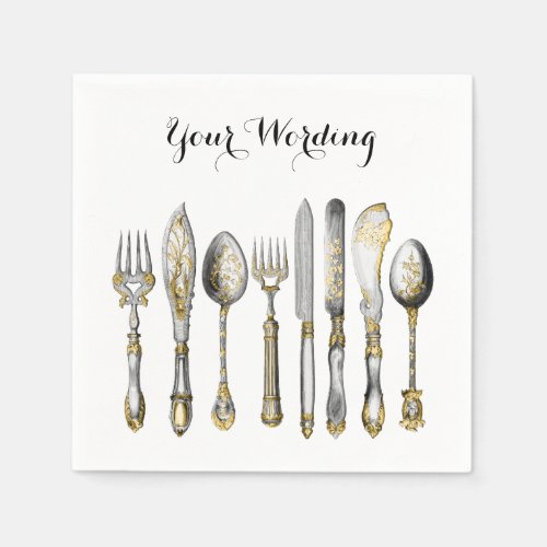 Knife fork spoon cutlery napkins