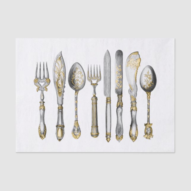Knife fork spoon kitchen cutlery tissue paper (Front)