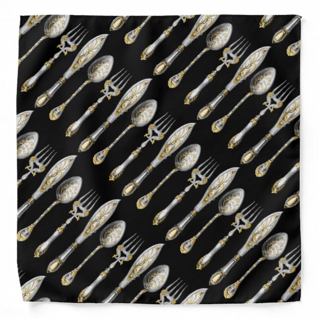 Knife fork spoon trio bandana (Front)
