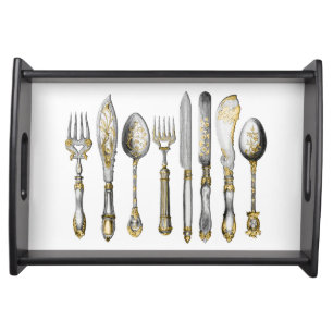 Knife fork spoon vintage setting serving tray