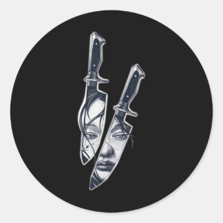 Knife Girl Tattoo  Classic Round Sticker