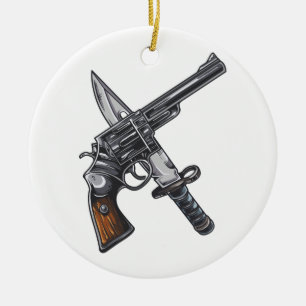 knife gun ceramic ornament