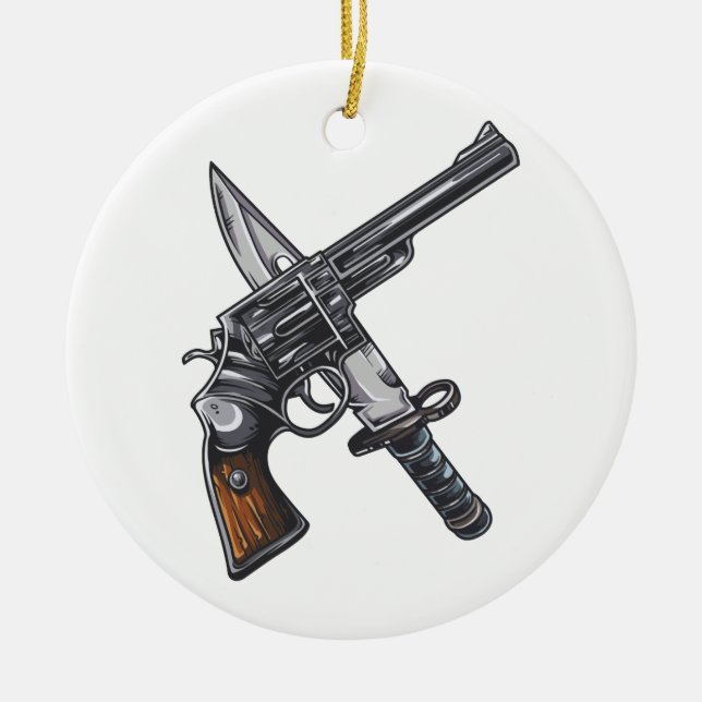 knife gun ceramic ornament (Front)