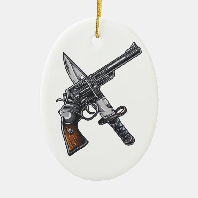 knife gun ceramic ornament (Front)