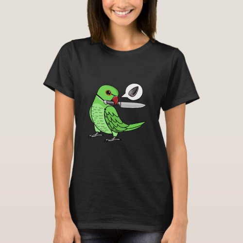 Knife Parrot Wants Seeds I Green Indian Ringneck  T_Shirt