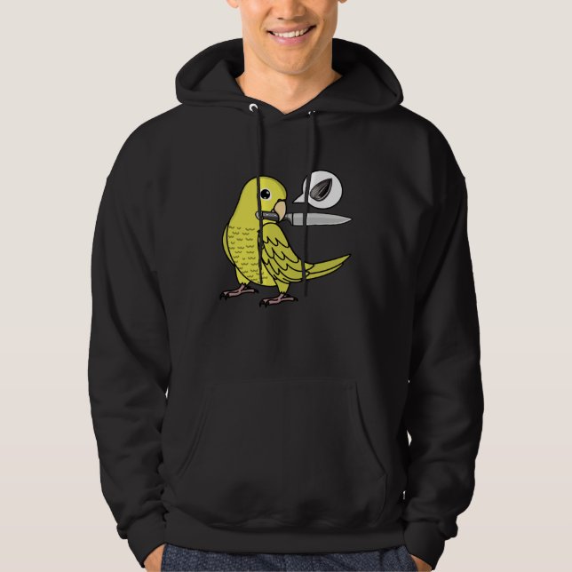 Knife Parrot Wants Seeds I Yellow Parrotlet Hoodie (Front)