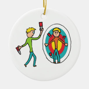 Knife Throwing Ceramic Ornament
