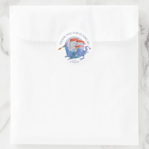 Knight and Dragon Birthday Party Favor Sticker