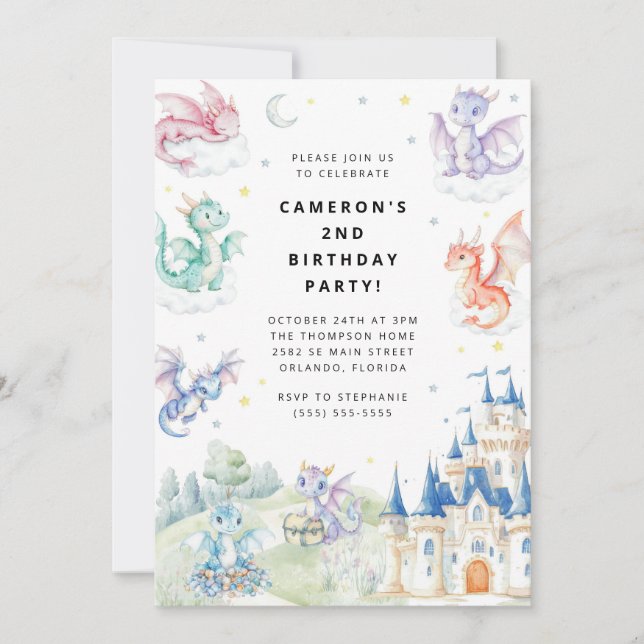 Knight and Dragon Royal Medieval Boy Birthday Invitation (Front)