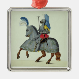 Knight and horse in armour, plate from 'A History Metal Ornament