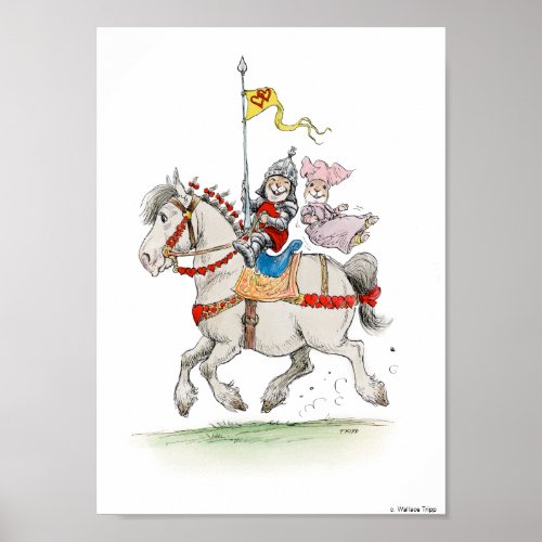 Knight and Lady Rabbits on Horseback Print