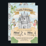 Knight and Princess Birthday Invitation Sibling<br><div class="desc">Celebrate this Knight and Princess Girl and Boy sibling themed Birthday Party invitation!</div>