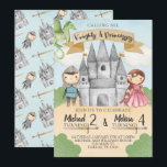Knight and Princess Birthday Invitation Sibling<br><div class="desc">Celebrate this Knight and Princess Girl and Boy sibling themed Birthday Party invitation!</div>