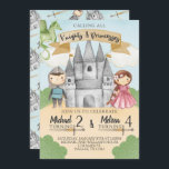 Knight and Princess Birthday Invitation Sibling<br><div class="desc">Celebrate this Knight and Princess Girl and Boy sibling themed Birthday Party invitation!</div>
