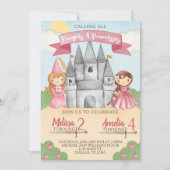 Knight and Princess Birthday Party Invitation Pink (Front)