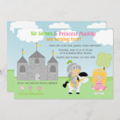 Knight and Princess Twins Joint Party Invitation (Front/Back)