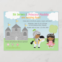 Knight and Princess Twins Joint Party Invitation