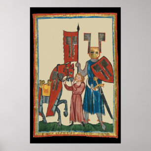 Knight and Squire, 14th Century Medieval Art Poster