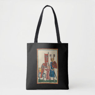Knight and Squire, 14th Century Medieval Art Tote Bag