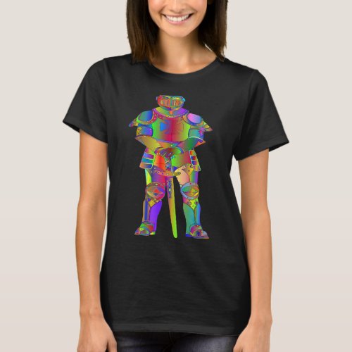 Knight Armor Medieval Knight Colorful T_Shirt