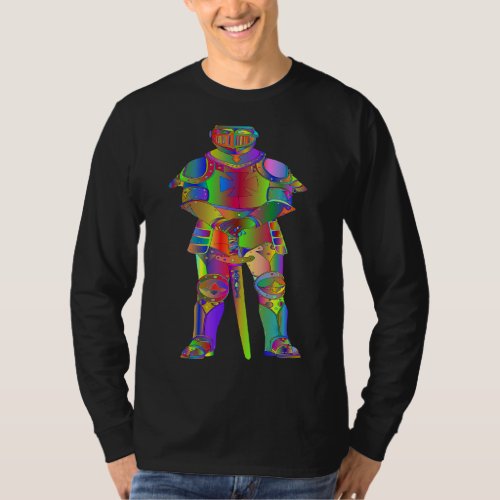 Knight Armor Medieval Knight Colorful T_Shirt