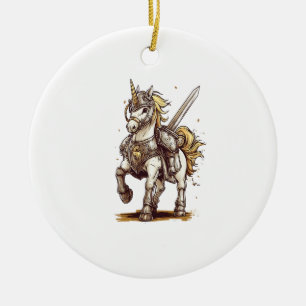 Knight Armor Unicorn (1) Ceramic Ornament