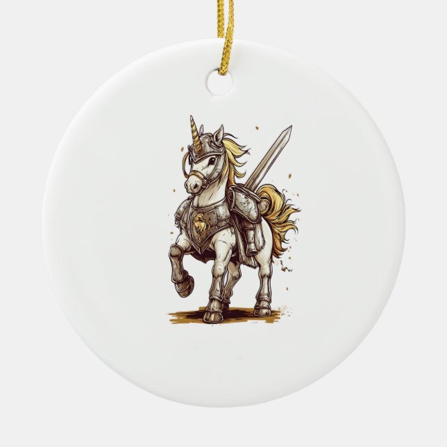 Knight Armor Unicorn (1) Ceramic Ornament (Front)