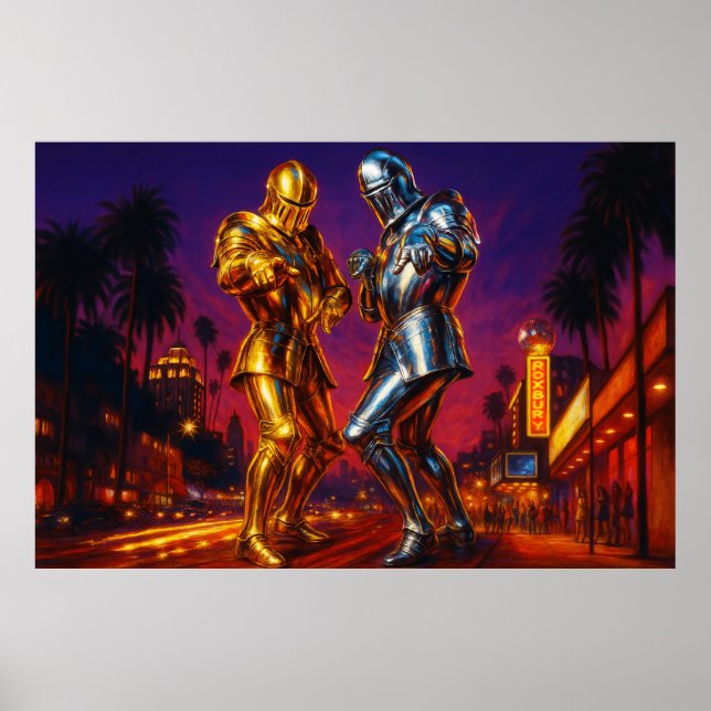 Knight at the Roxbury – Golden and Silver Disco Ar Poster (Front)